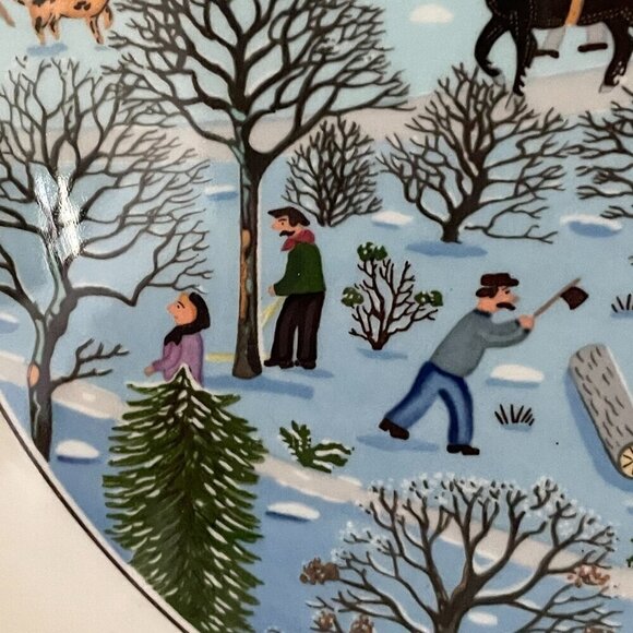 Villeroy & Boch Naif Christmas Round Handled Porcelain Cake Plate Platter 12.5" - Picture 7 of 10